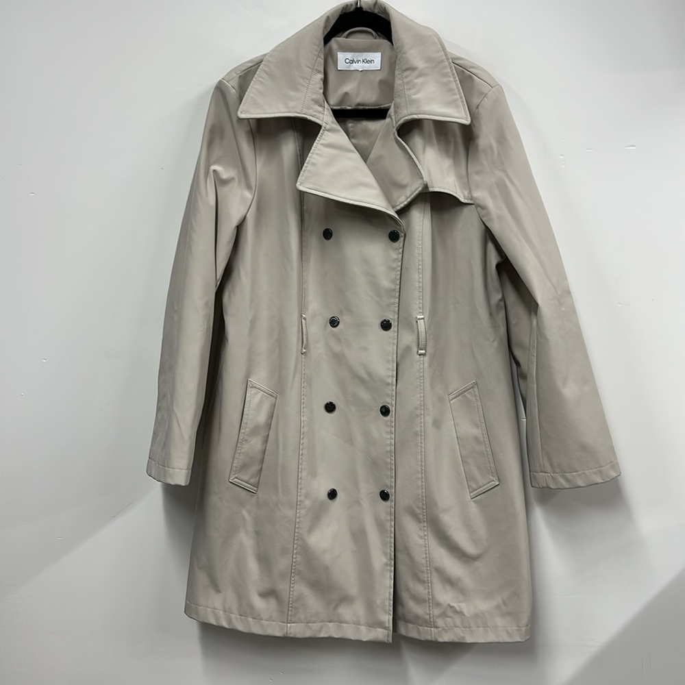 Calvin Klein Soft Shell tan Trench Coat L - Picture 2 of 6
